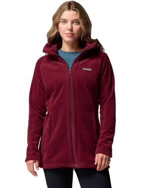 Columbia Women's Rich Wine Benton Spring Long Hoodie Fleece Lined Hand Pockets